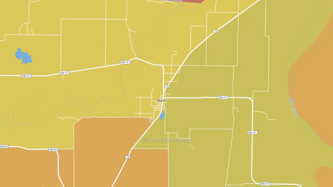 Byers, TX Map of Vandalism Rates
