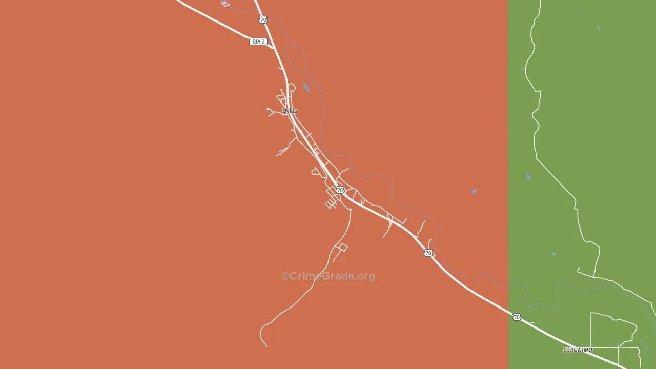 Bylas, AZ Map of Vandalism Rates
