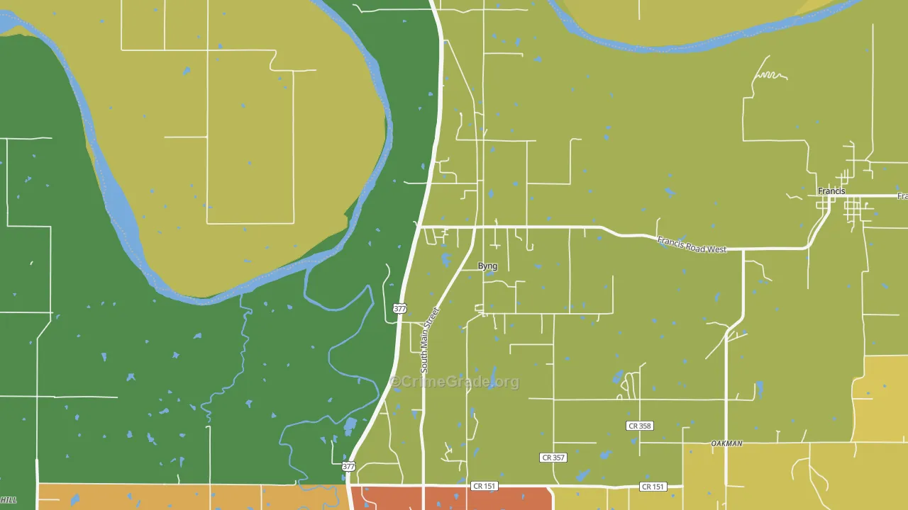 Byng, OK Map of Vandalism Rates