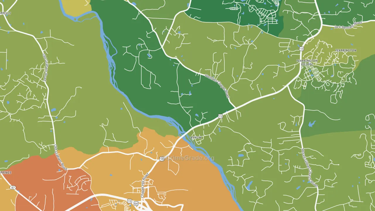 Bynum, NC Map of Vandalism Rates