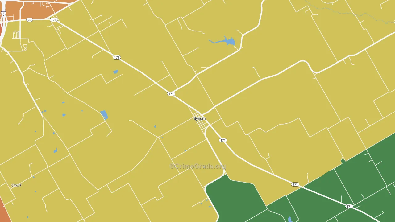 Bynum, TX Map of Vandalism Rates