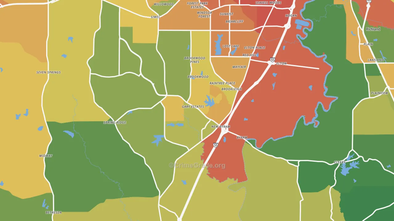 Byram, MS Map of Vandalism Rates