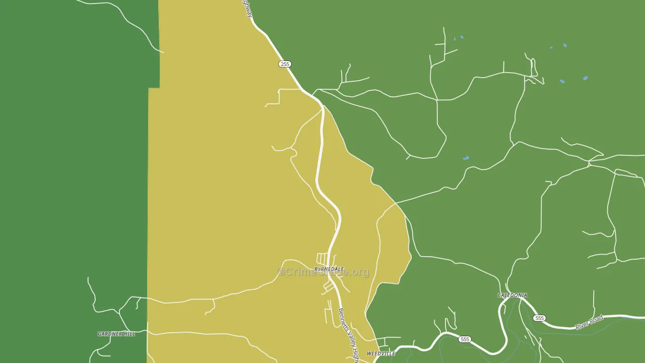 Byrnedale, PA Map of Vandalism Rates