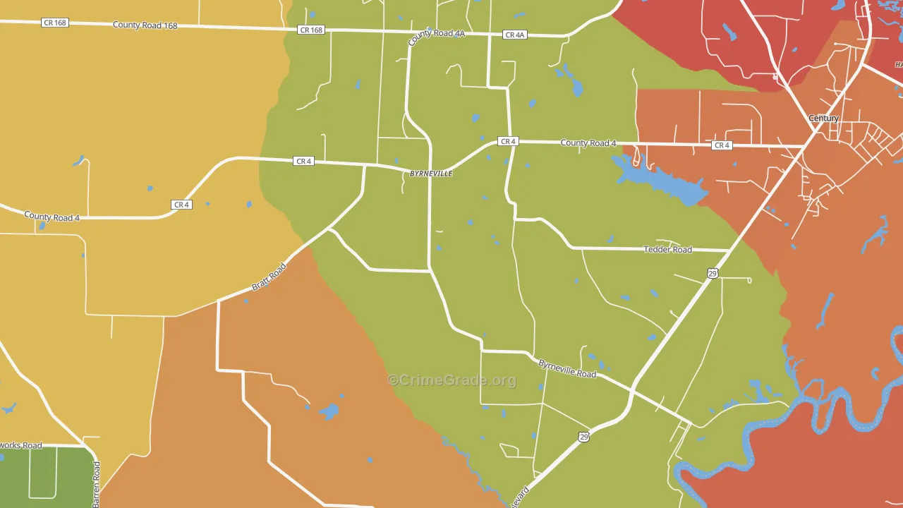 Byrneville, FL Map of Vandalism Rates
