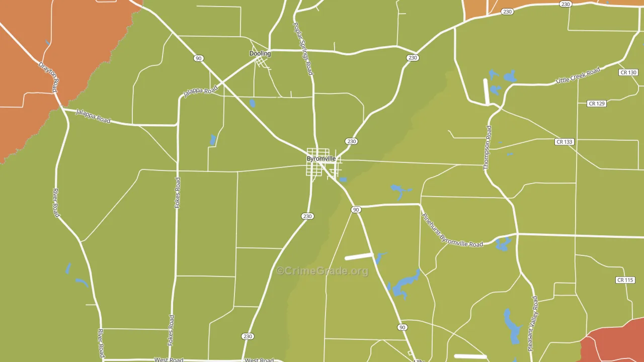 Byromville, GA Map of Vandalism Rates