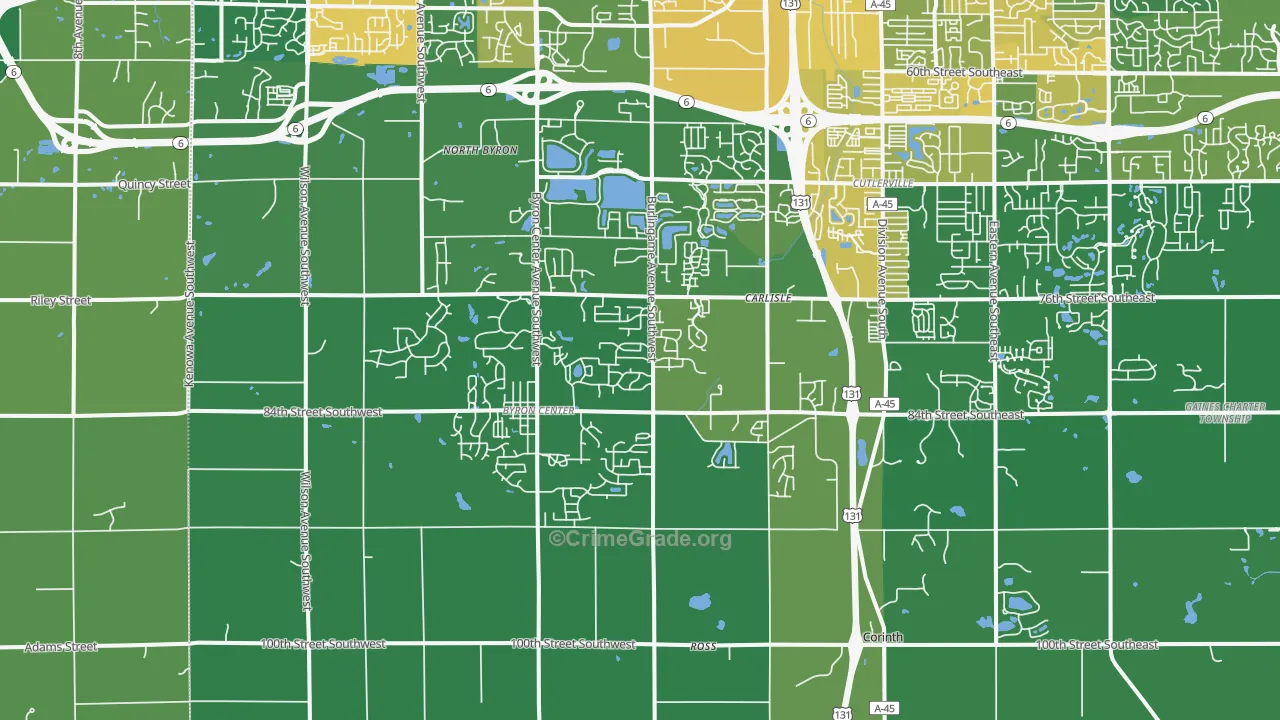 Byron Center, MI Map of Vandalism Rates