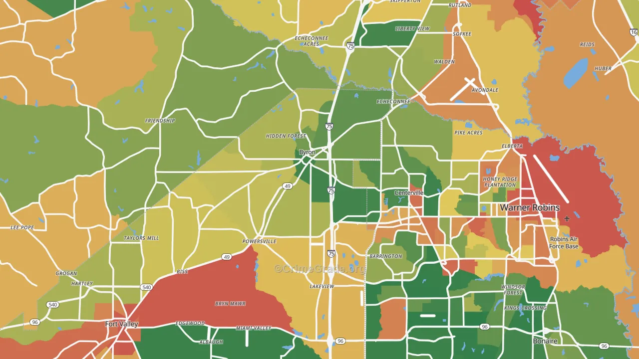 Byron, GA Map of Vandalism Rates