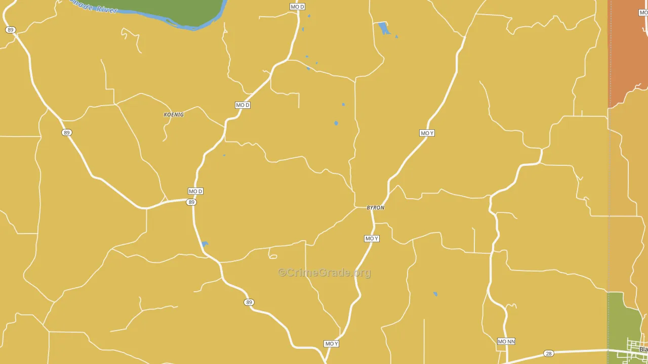 Byron, MO Map of Vandalism Rates