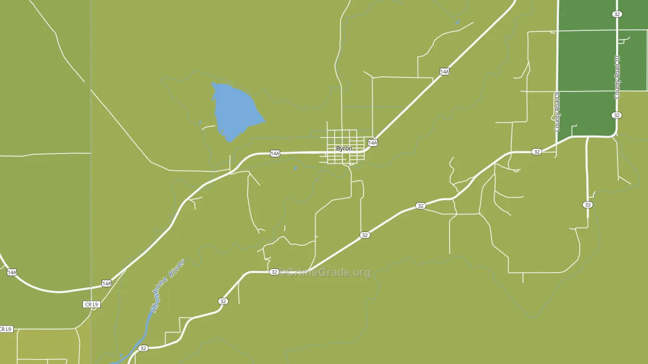 Byron, WY Map of Vandalism Rates