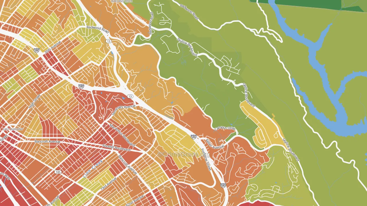 Caballo Hills, Oakland, CA Map of Vandalism Rates