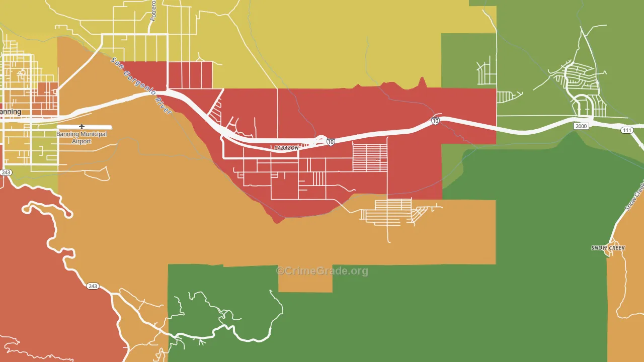 Cabazon, CA Map of Vandalism Rates