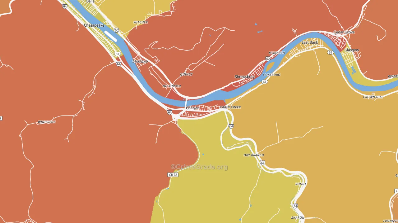 Cabin Creek, WV Map of Vandalism Rates