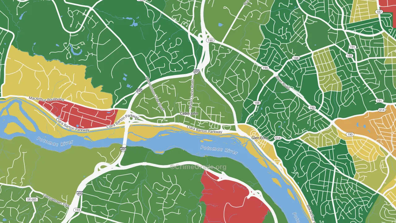 Cabin John, MD Map of Vandalism Rates