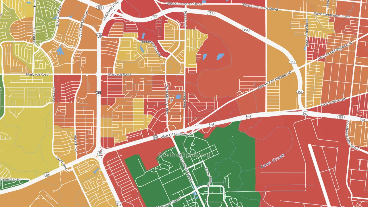 Cable-Westwood, San Antonio, TX Map of Vandalism Rates