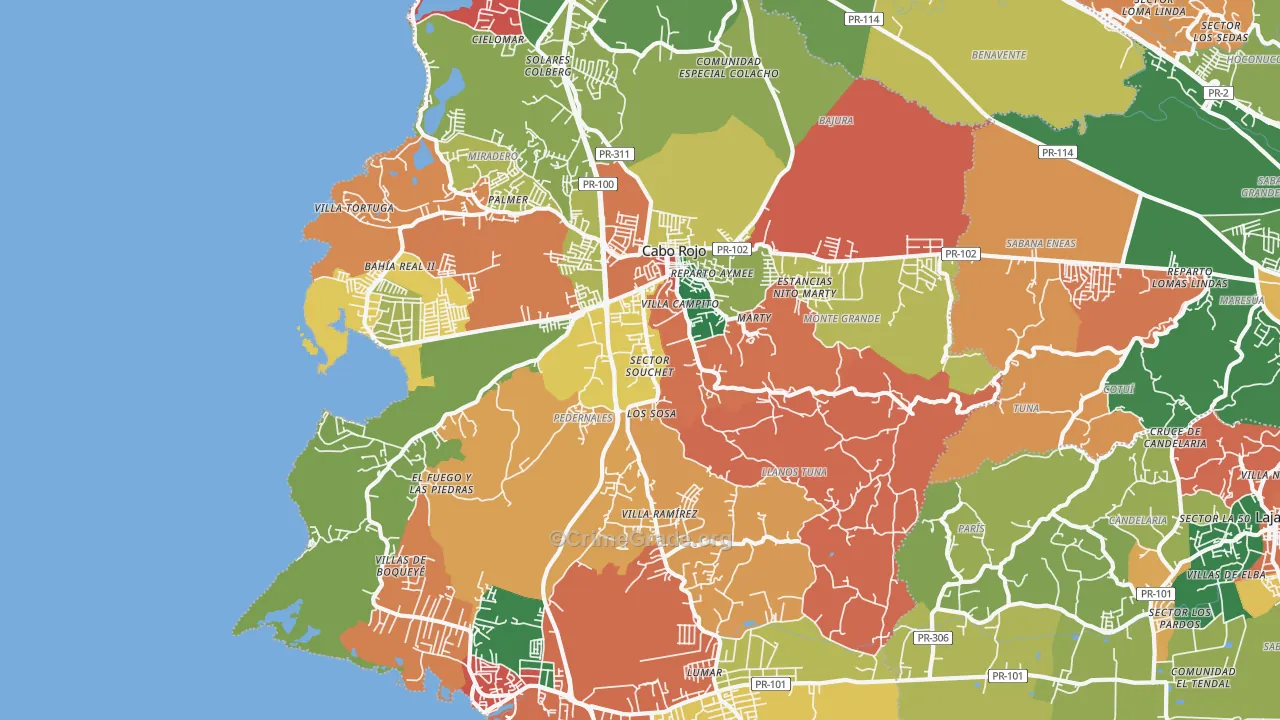 Cabo Rojo, PR Map of Vandalism Rates