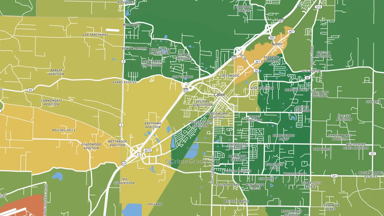 Cabot, AR Map of Vandalism Rates