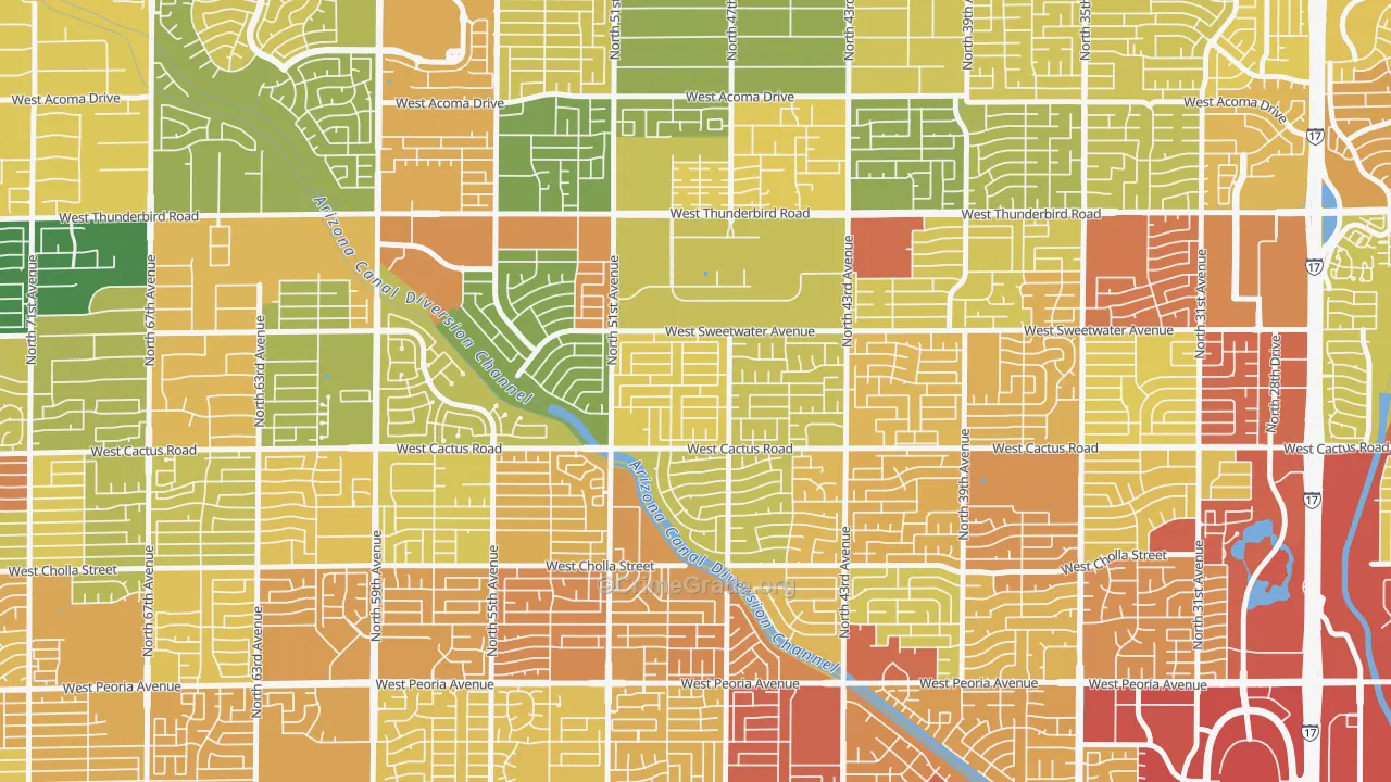 Cactus Gale, Glendale, AZ Map of Vandalism Rates