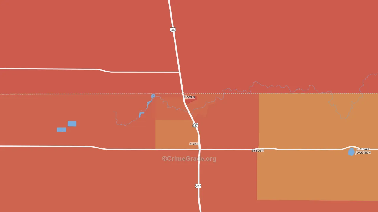 Cactus, TX Map of Vandalism Rates