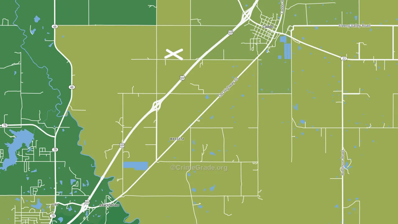 Caddo, OK Map of Vandalism Rates