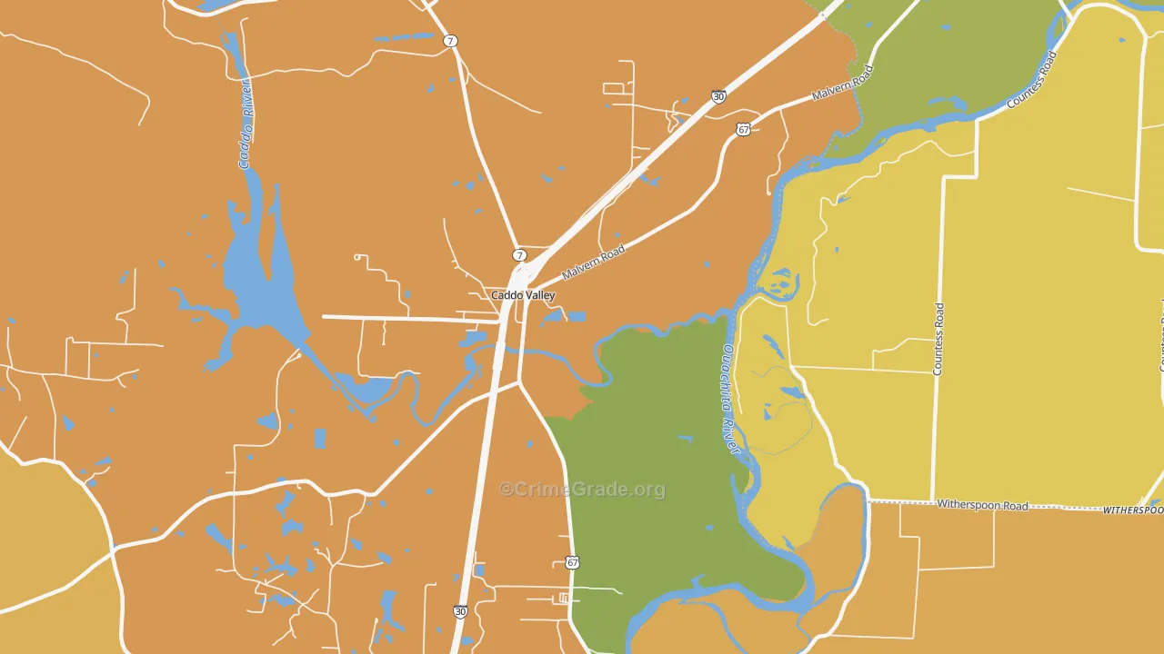 Caddo Valley, AR Map of Vandalism Rates