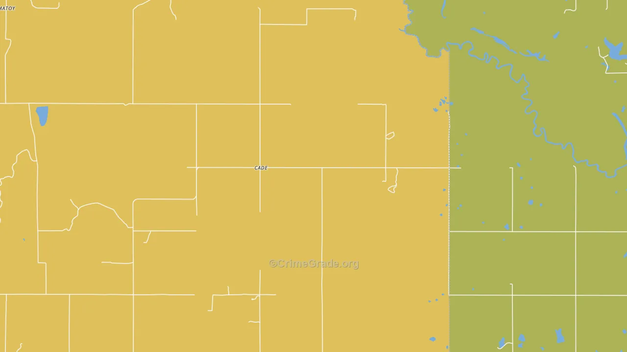 Cade, OK Map of Vandalism Rates