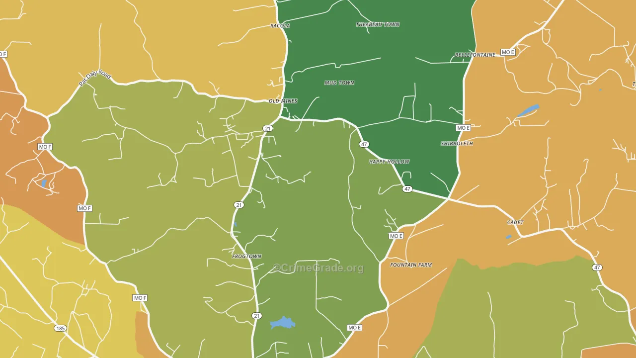 Cadet, MO Map of Vandalism Rates