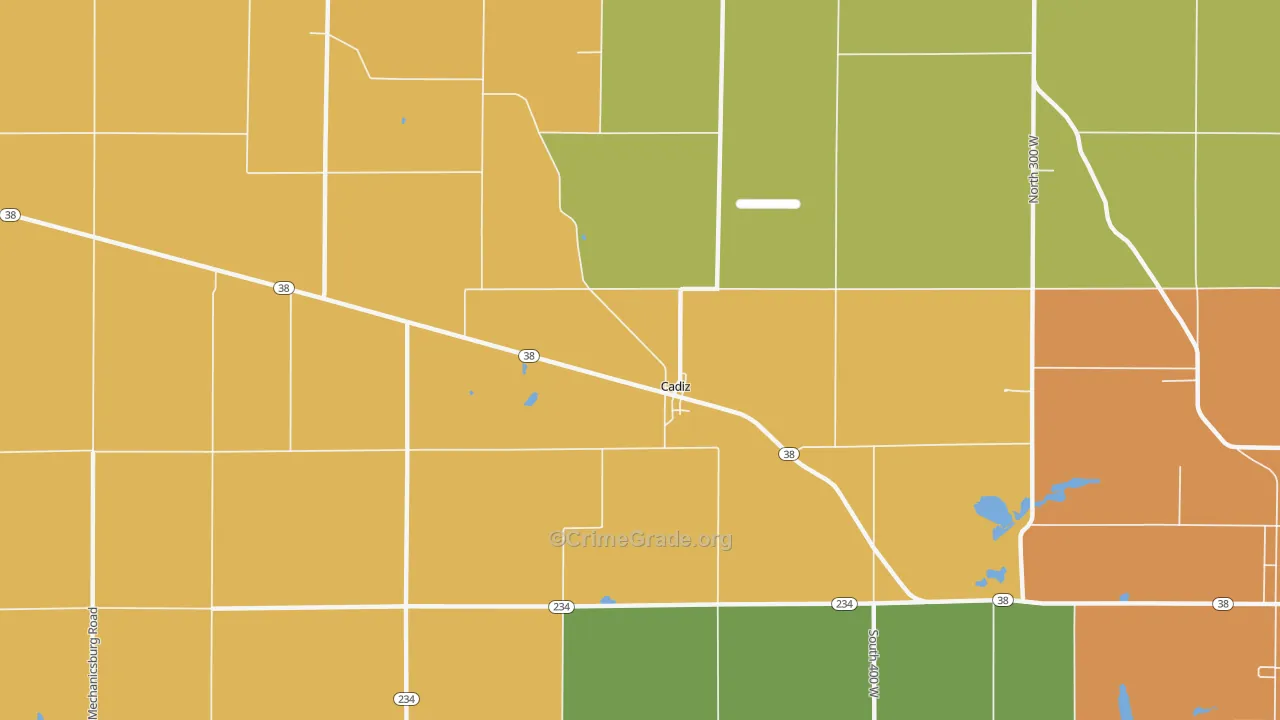 Cadiz, IN Map of Vandalism Rates
