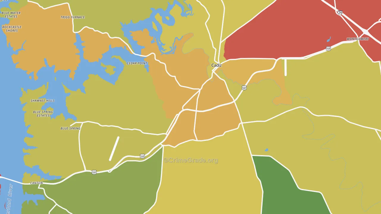 Cadiz, KY Map of Vandalism Rates