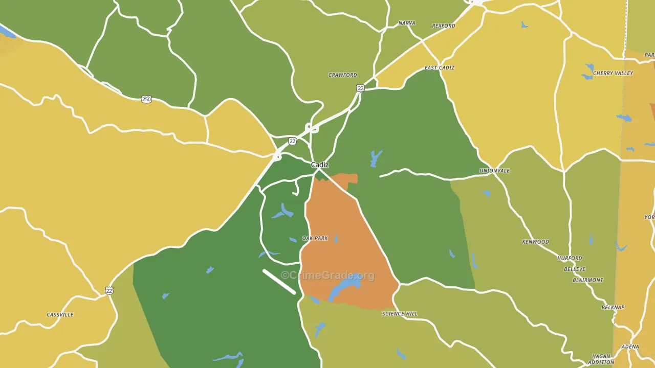 Cadiz, OH Map of Vandalism Rates
