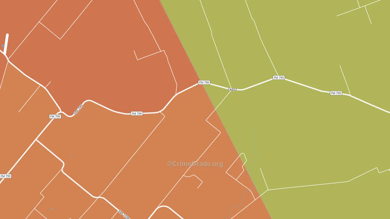 Cadiz, TX Map of Vandalism Rates