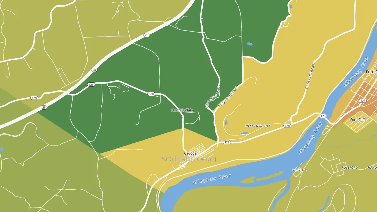 Cadogan, PA Map of Vandalism Rates