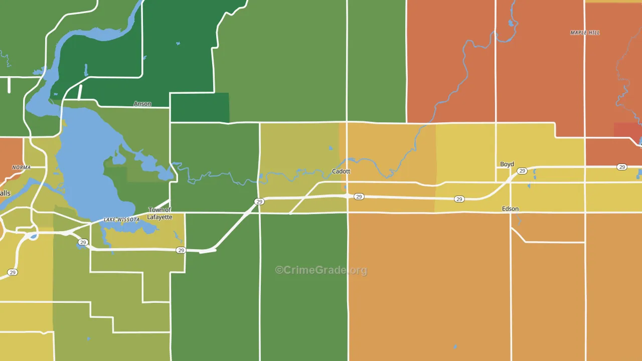 Cadott, WI Map of Vandalism Rates