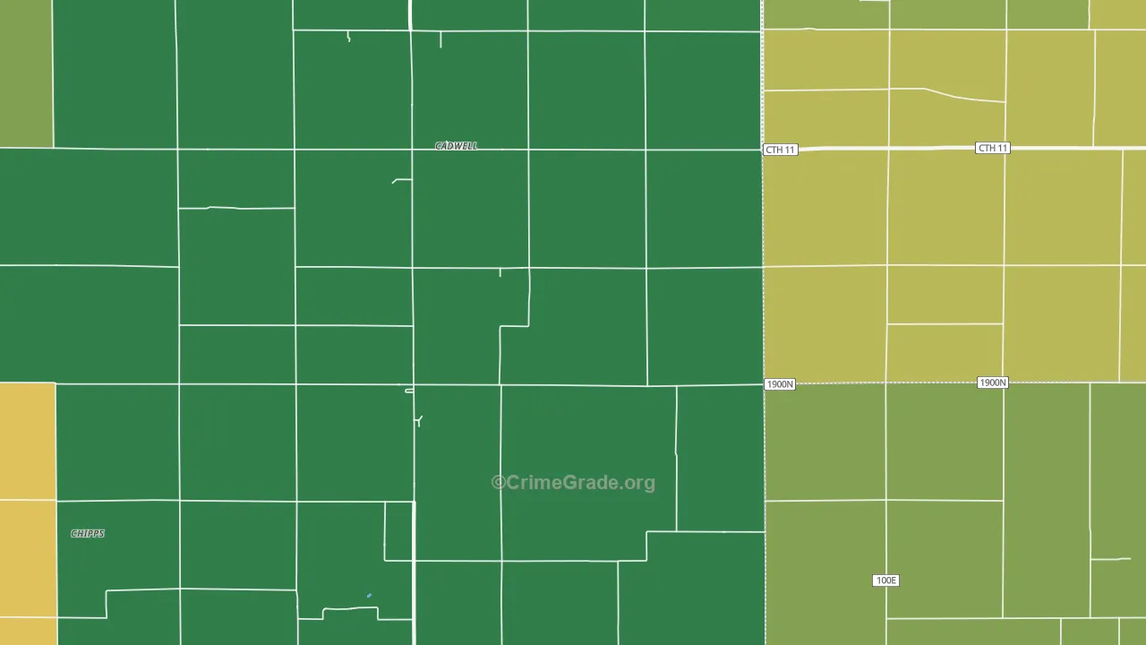 Cadwell, IL Map of Vandalism Rates