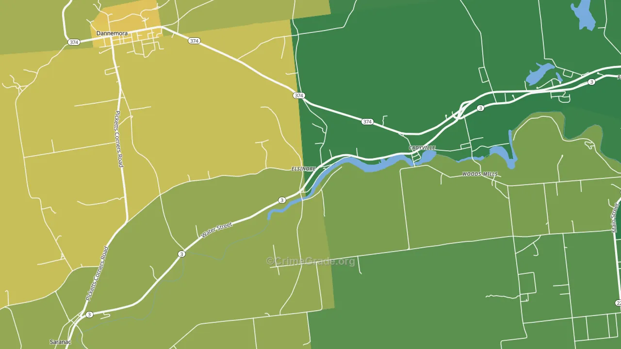 Cadyville, NY Map of Vandalism Rates