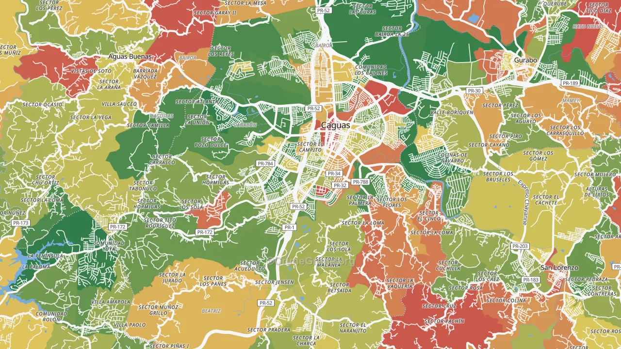 Caguas, PR Map of Vandalism Rates