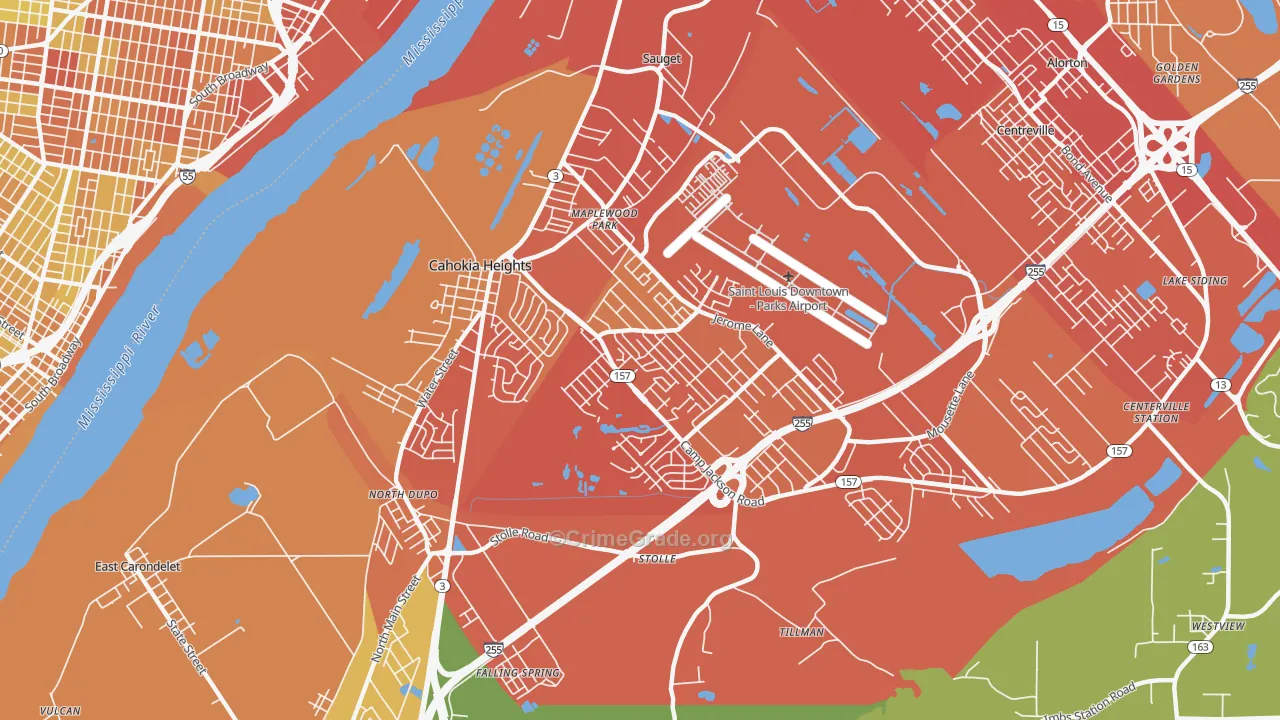 Cahokia, IL Map of Vandalism Rates