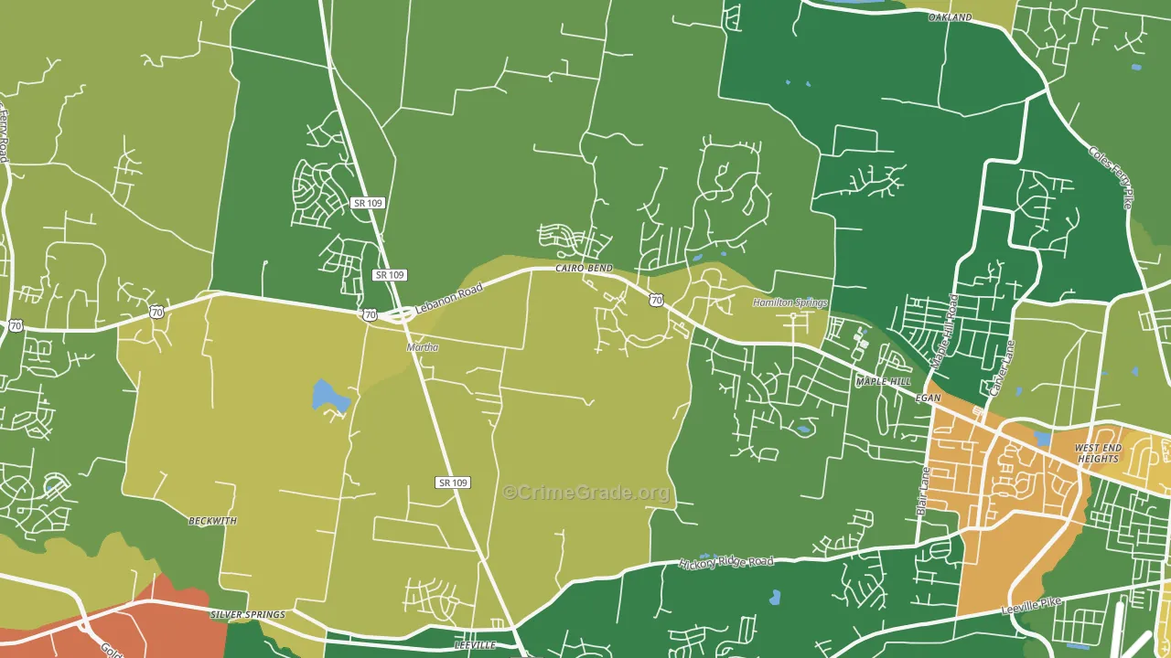 Cairo Bend, TN Map of Vandalism Rates