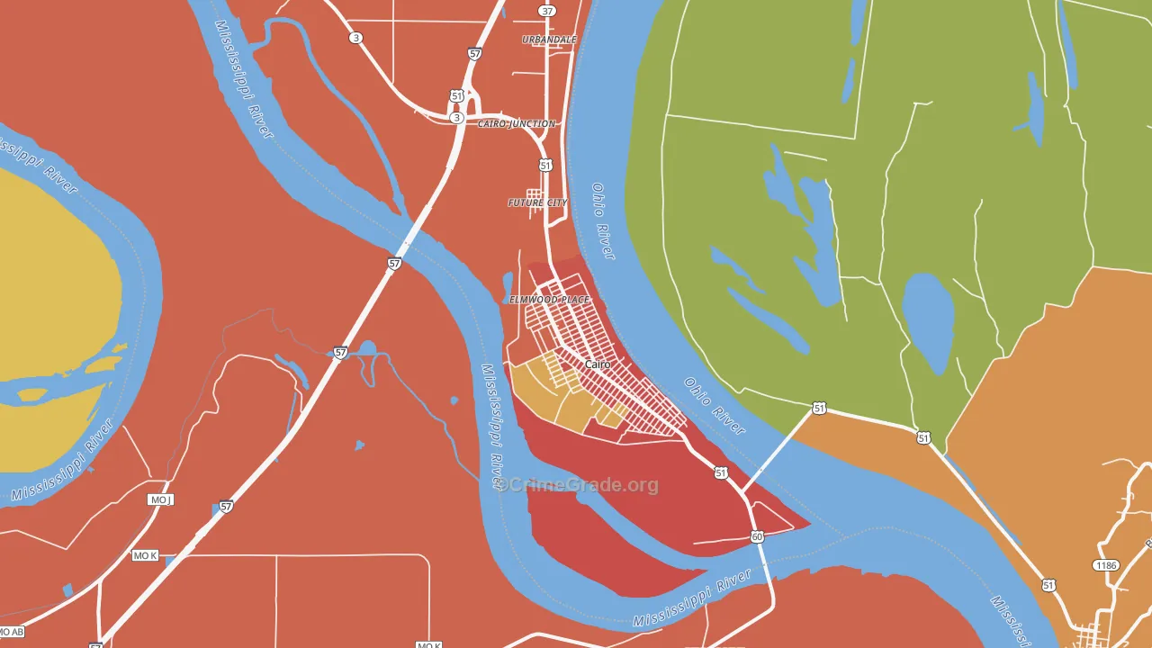 Cairo, IL Map of Vandalism Rates