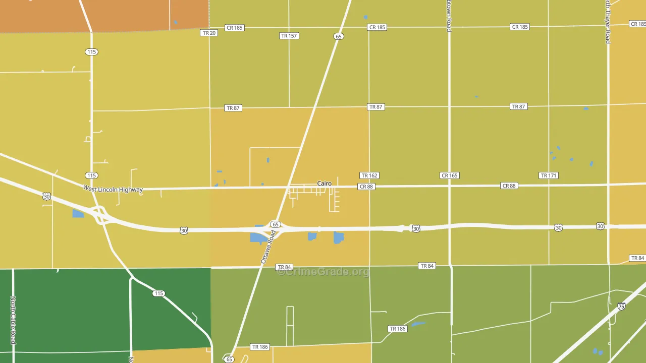 Cairo, OH Map of Vandalism Rates