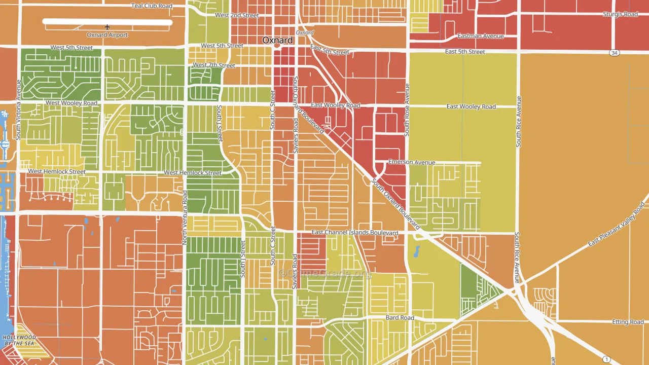 Cal-Gisler, Oxnard, CA Map of Vandalism Rates