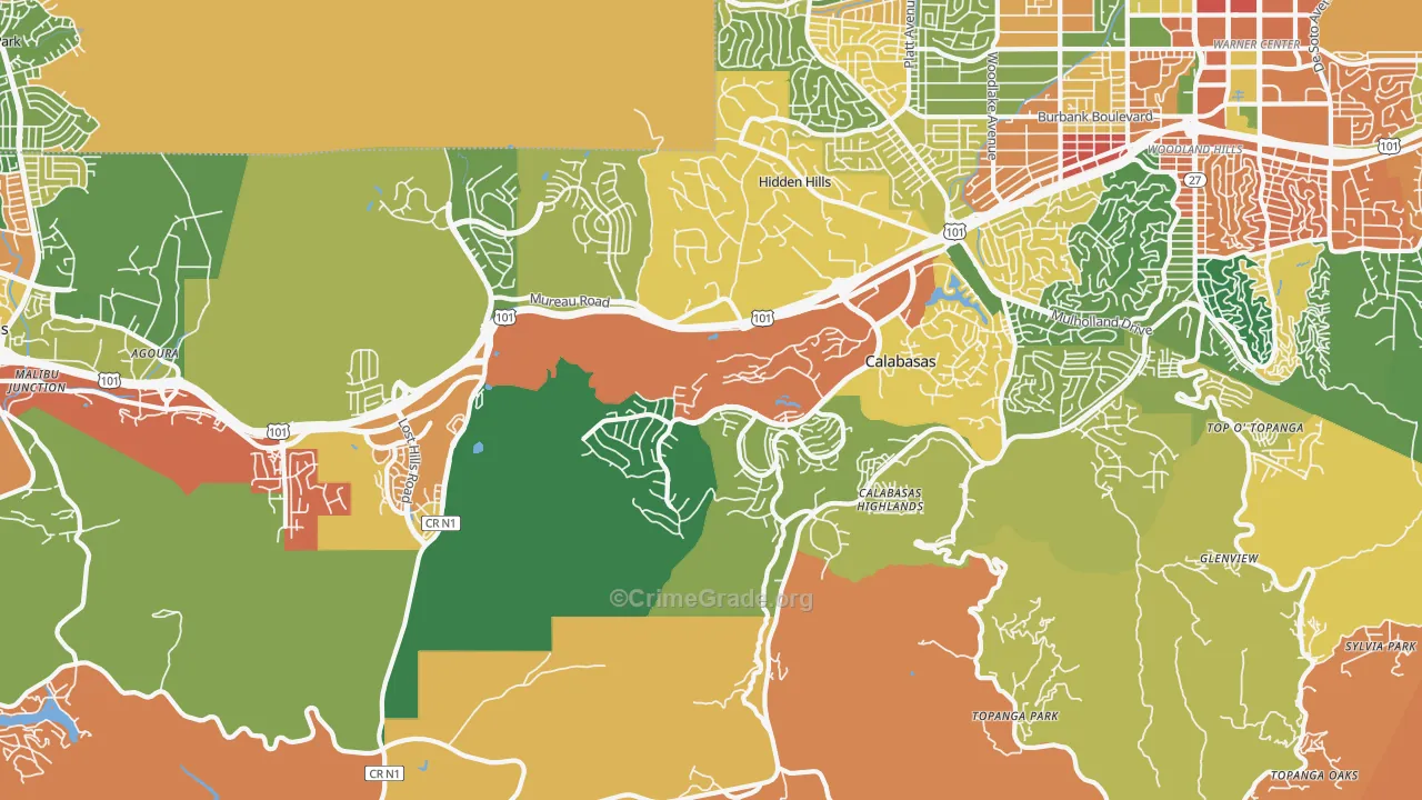 Calabasas, CA Map of Vandalism Rates