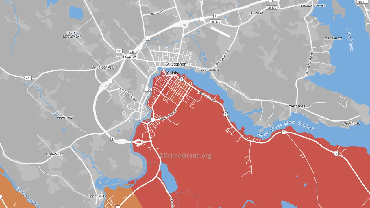 Calais, ME Map of Vandalism Rates
