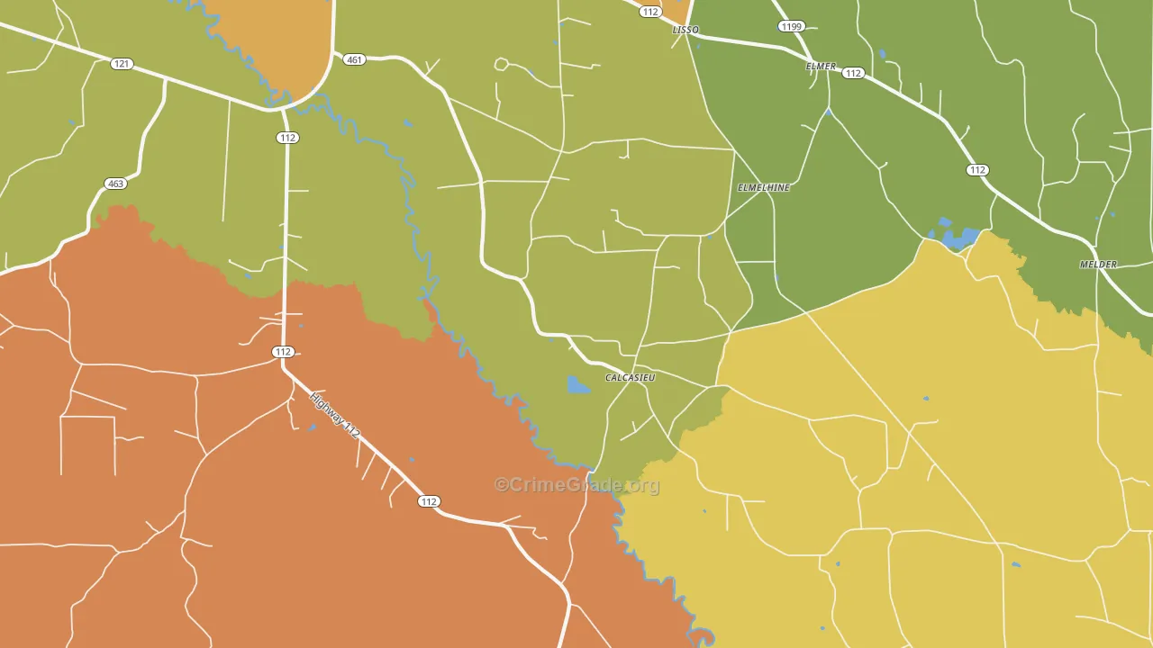 Calcasieu, LA Map of Vandalism Rates