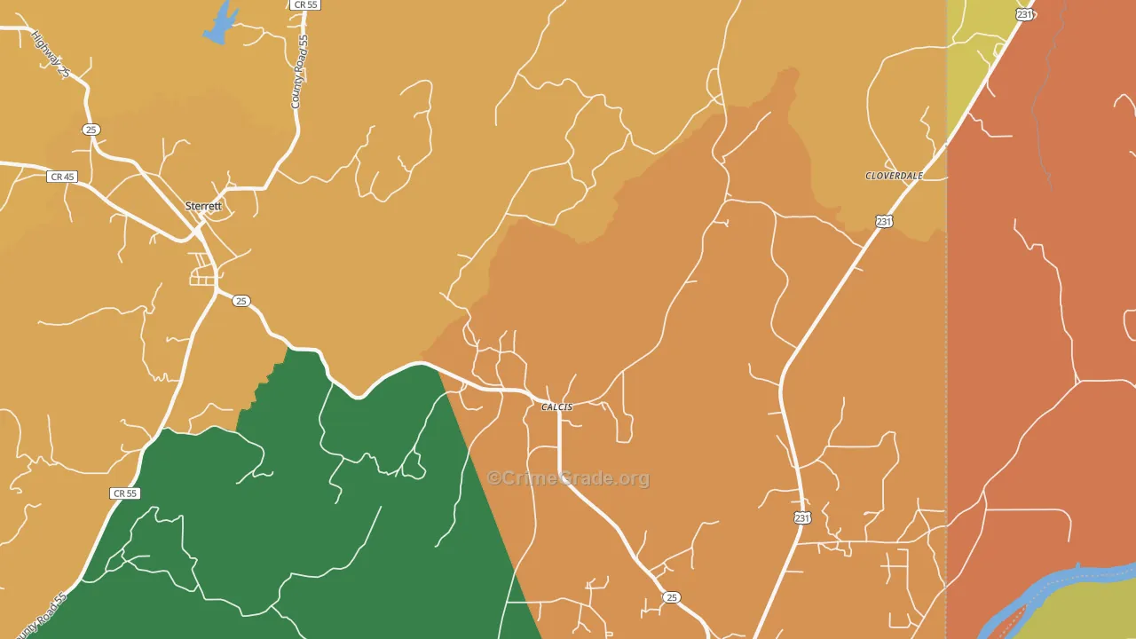 Calcis, AL Map of Vandalism Rates