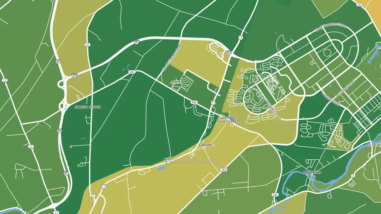 Calcium, NY Map of Vandalism Rates