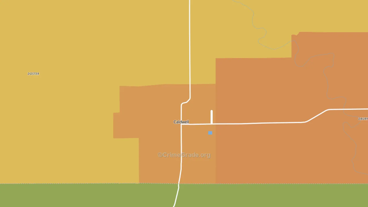 Caldwell, KS Map of Vandalism Rates
