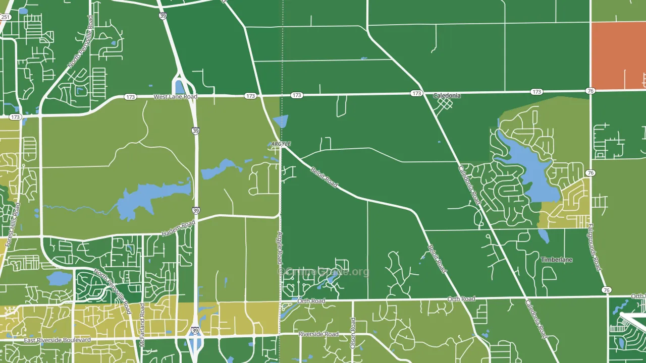 Caledonia, IL Map of Vandalism Rates