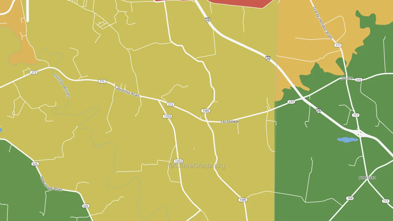 Caledonia, KY Map of Vandalism Rates