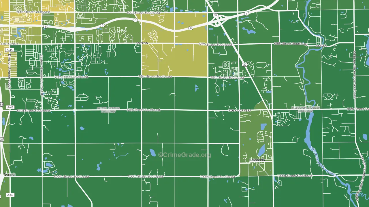 Caledonia, MI Map of Vandalism Rates