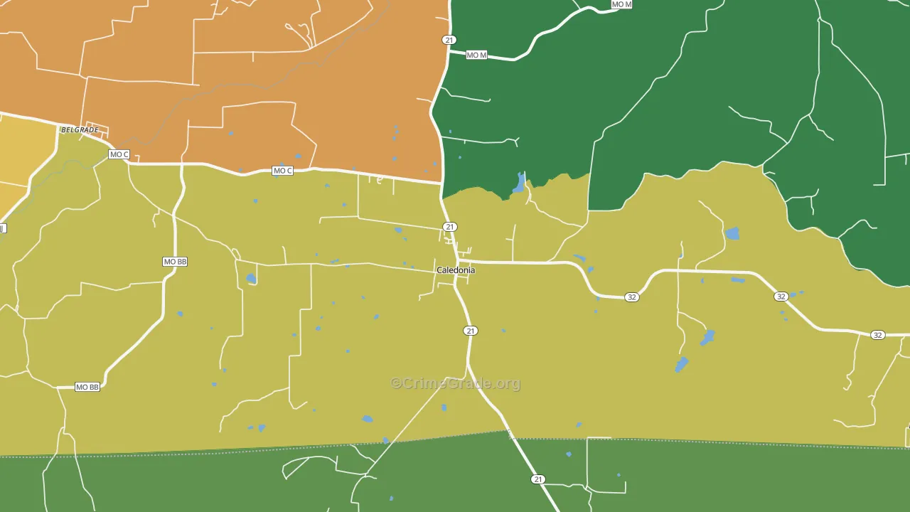 Caledonia, MO Map of Vandalism Rates